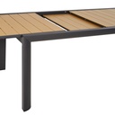 Table de jardin Louki extensible en aluminium et 8 chaises imitation rotin et gris anthracite