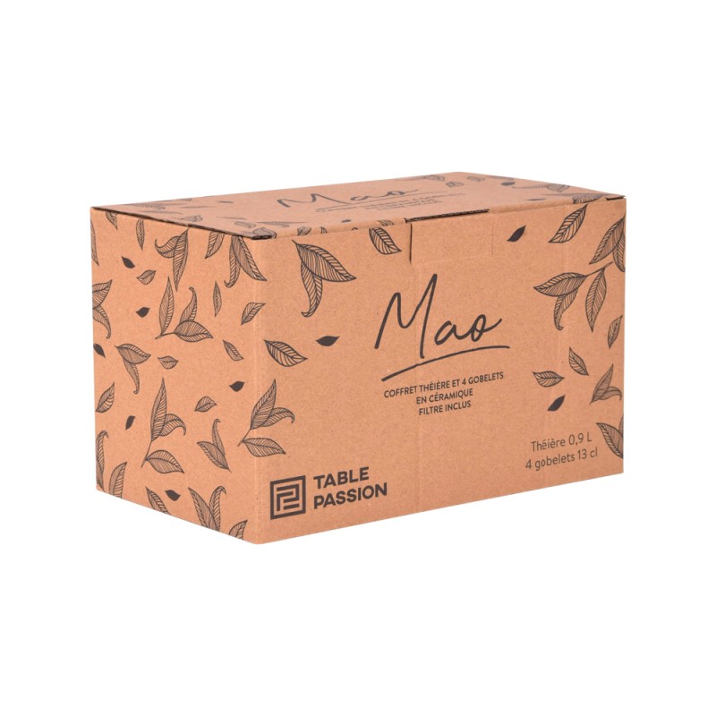 Coffret théière 0,9l+4 gobelets Mao miel