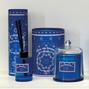 Bougie cloche Bandana bleu figue D10,5 H13,5cm