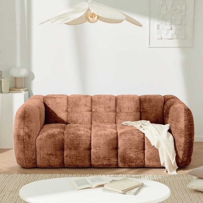 Canapé nuage MILOW design 3 places tissu terracotta