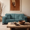 Canapé PUEBLO moderne en velours côtelé bleu