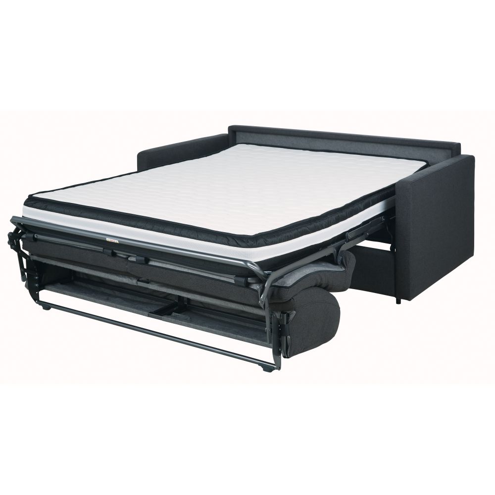 Canapé convertible Julian 2/3 places en textile tramé gris anthracite, matelas 18 cm