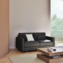 Canapé convertible Julian 2/3 places en textile tramé gris anthracite, matelas 18 cm