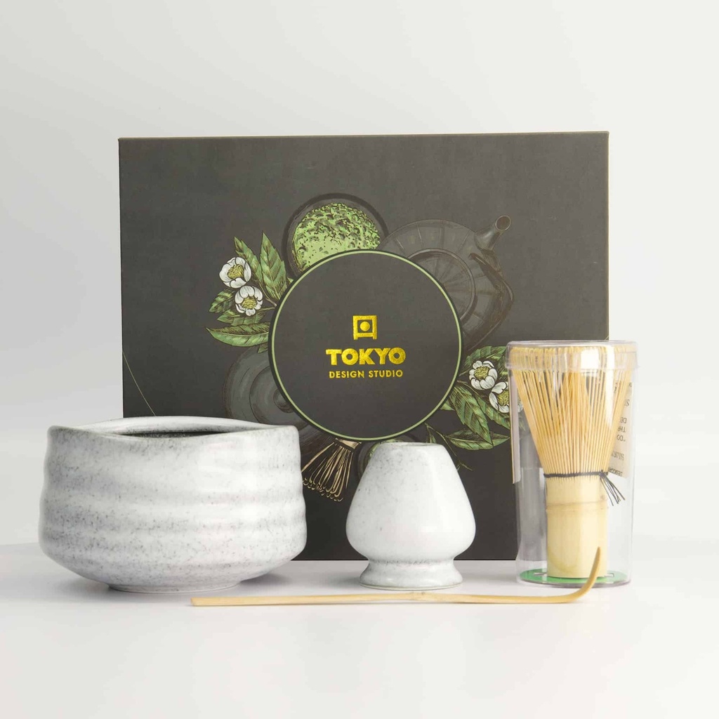Coffret cadeau matcha coloris gris 4 pièces