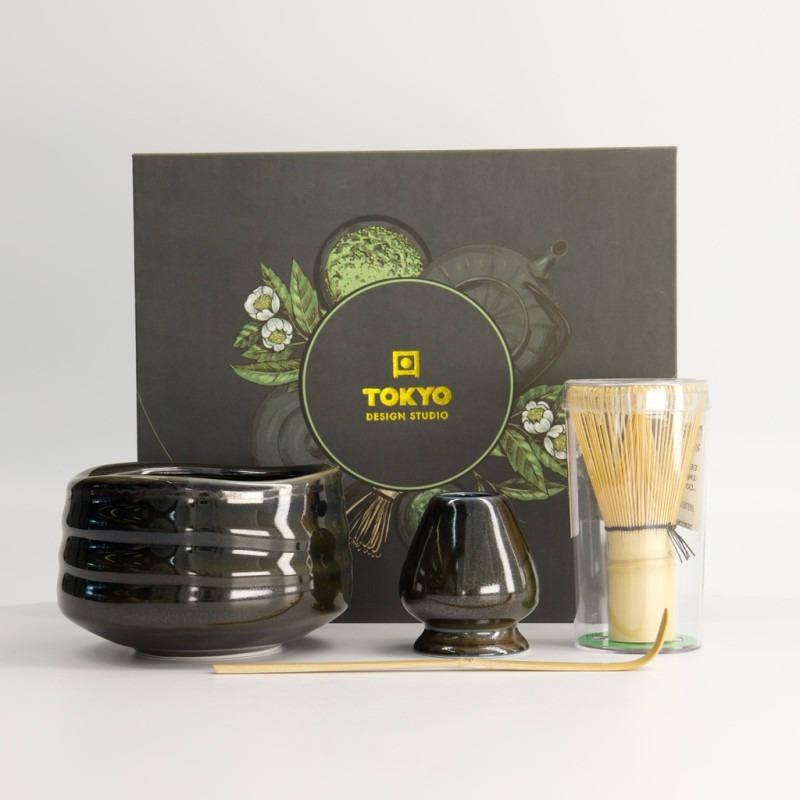 Coffret cadeau matcha coloris noir 4 pièces