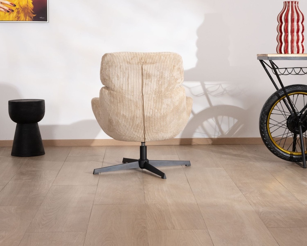 Fauteuil Bissett tournant en velours côtelé beige