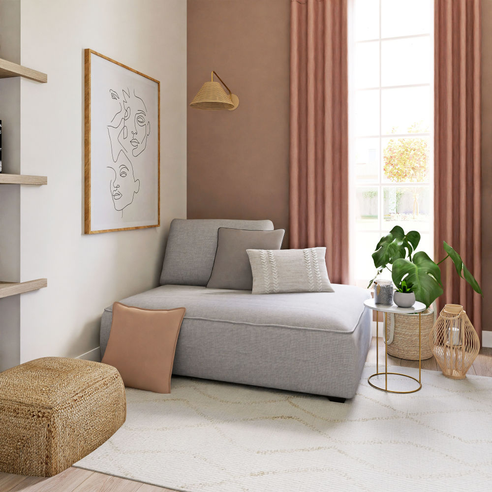 Méridienne droite Falkor pour canapé modulable gris clair chiné