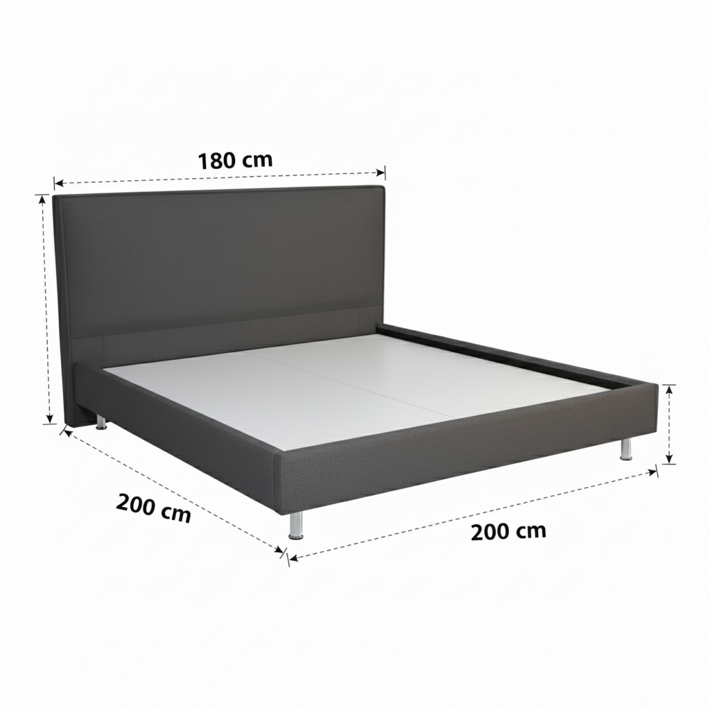 Lit double City convient pour un matelas de 180 x 200 cm tête de lit gris