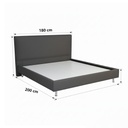 Lit double City convient pour un matelas de 180 x 200 cm tête de lit gris