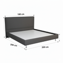 Lit double City convient pour un matelas de 180 x 200 cm tête de lit gris