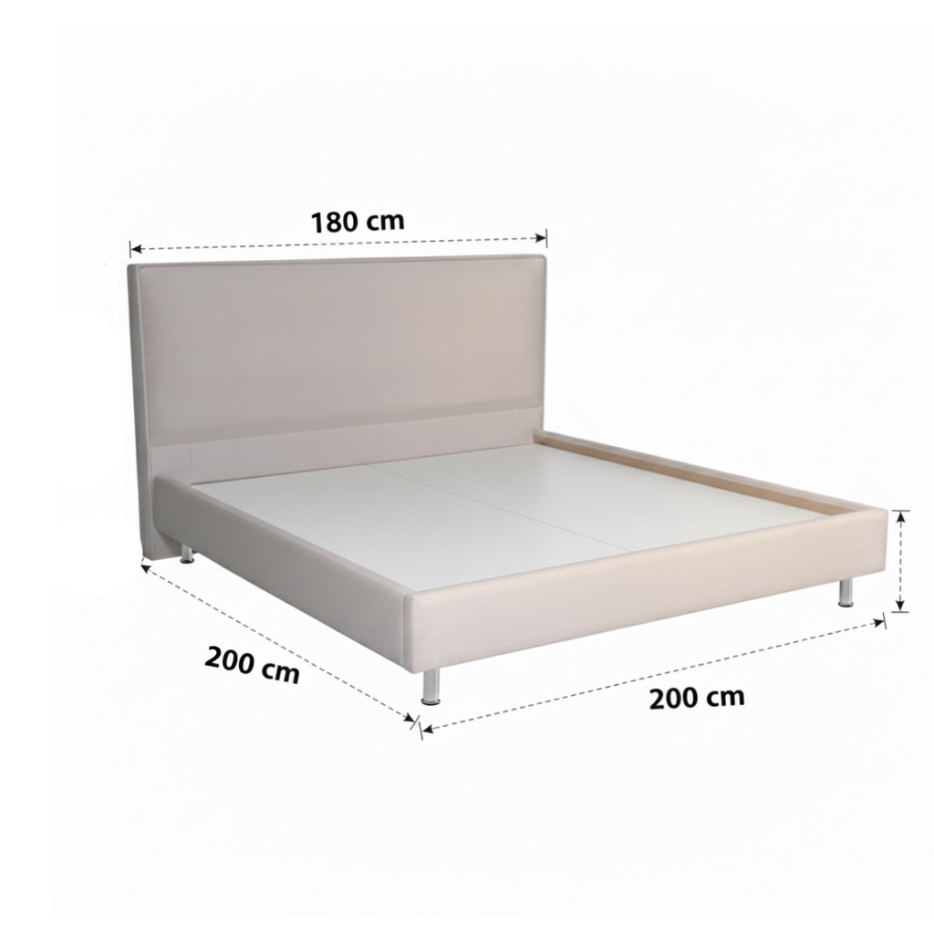 Lit double City convient pour un matelas de 180 x 200 cm tête de lit beige