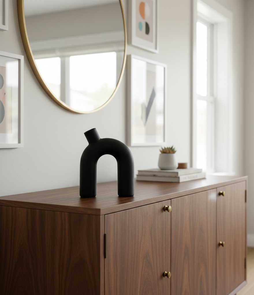 Vase Linéa en métal noir