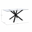 Table à manger May en verre trempé, pieds en acier effet bois noir 160x90
