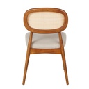 Chaise Fifty bois d'hévéa, lin écru et tressage