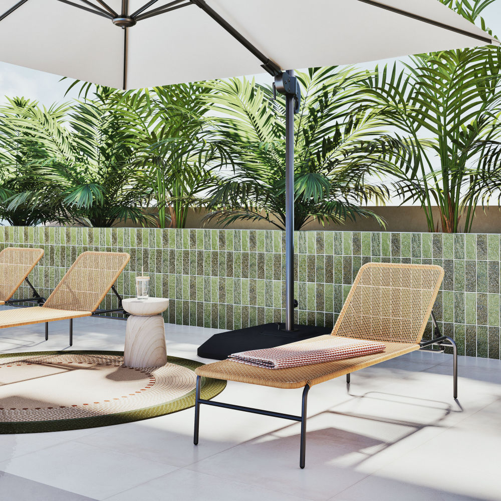 Bain de soleil Lee Business professionnel en acier noir et résine recyclée beige