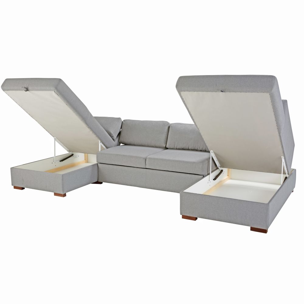 Canapé-lit panoramique 7 places Times Square gris clair