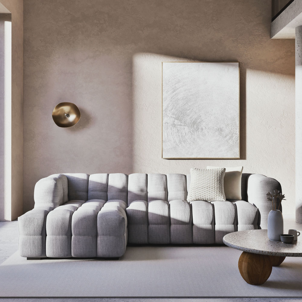 Canapé Lilo nuage d'angle gauche 4/5 places gris clair chiné