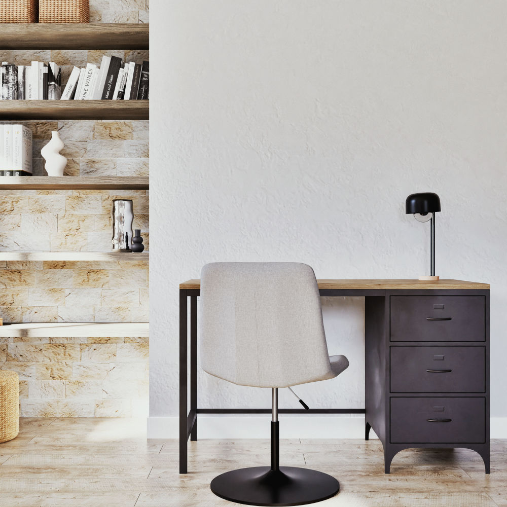 Bureau Wayne indus 3 tiroirs en métal et sapin