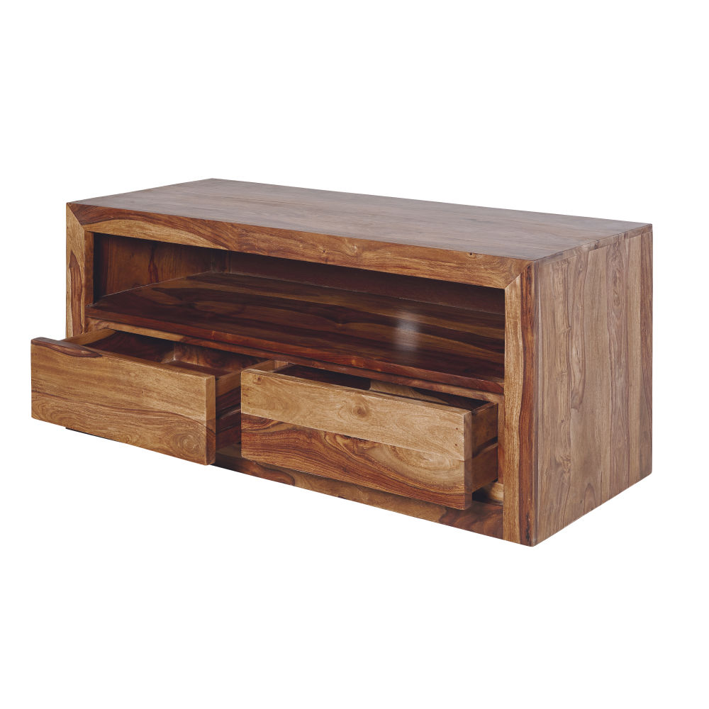 Meuble TV Stockholm 2 tiroirs en sheesham massif