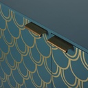 Buffet Barracuda 2 portes bleu turquoise motifs graphiques dorés