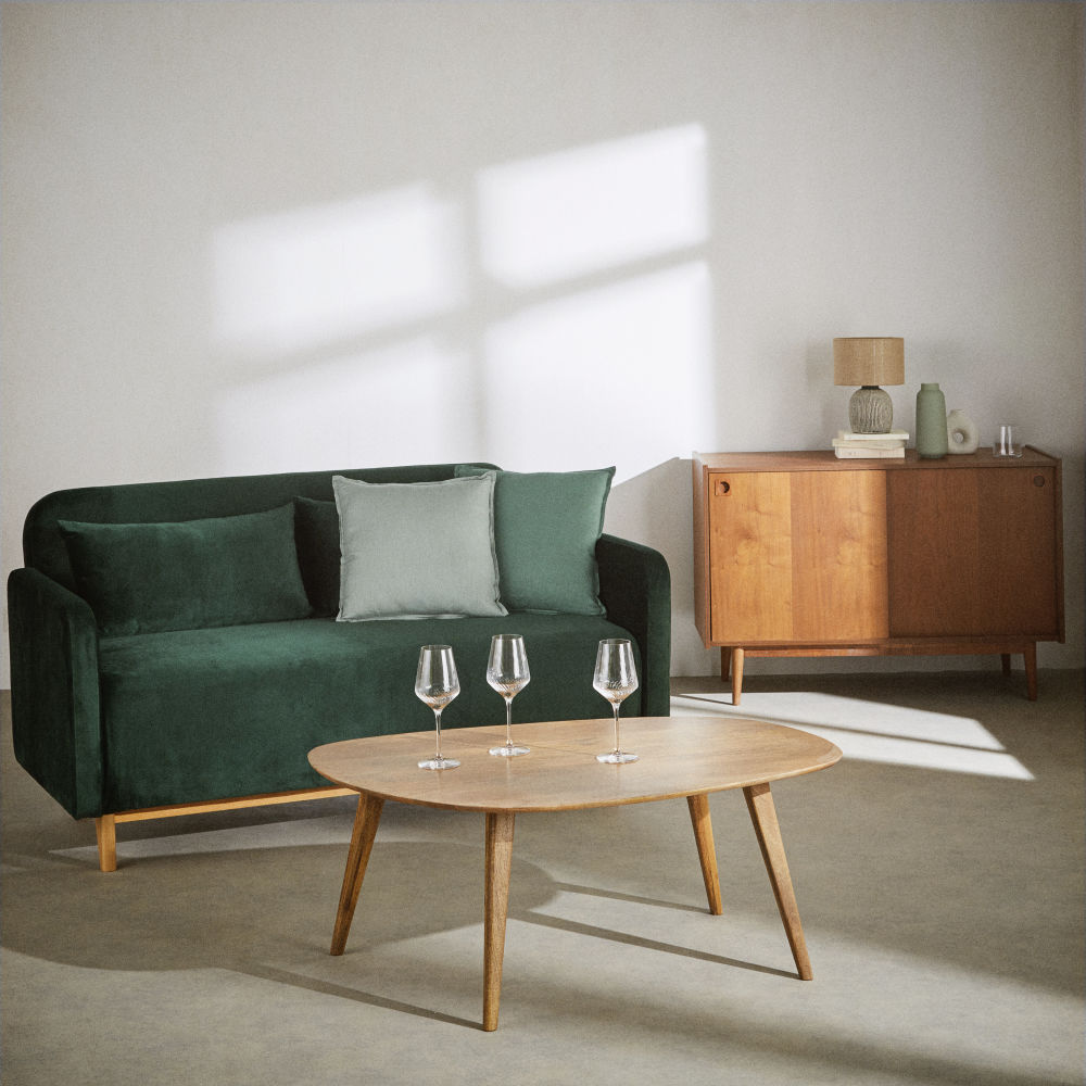 Canapé clic-clac Nia 2/3 places en velours vert