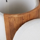 Pouf coffre Chandra bouclettes blanches et bois d'acacia