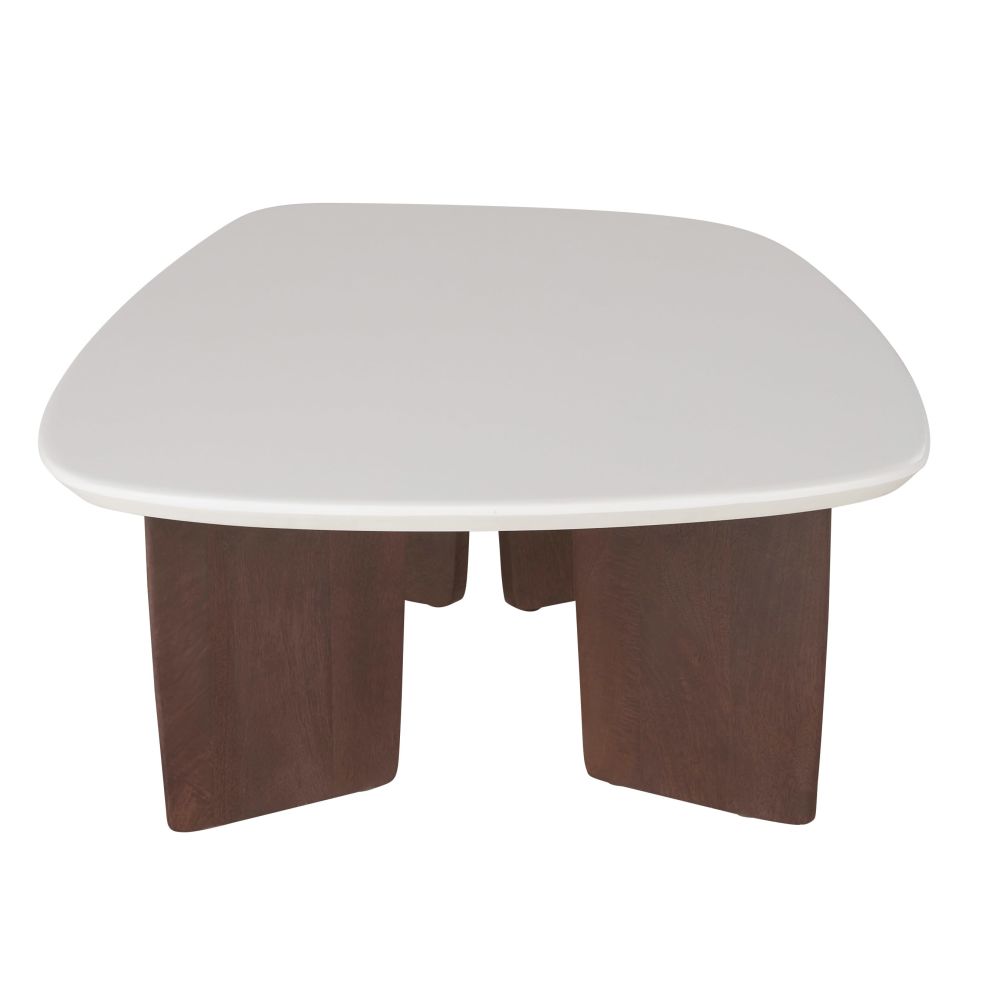 Table basse Lausanne blanche pieds en bois d'acacia L114