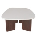 Table basse Lausanne blanche pieds en bois d'acacia L114