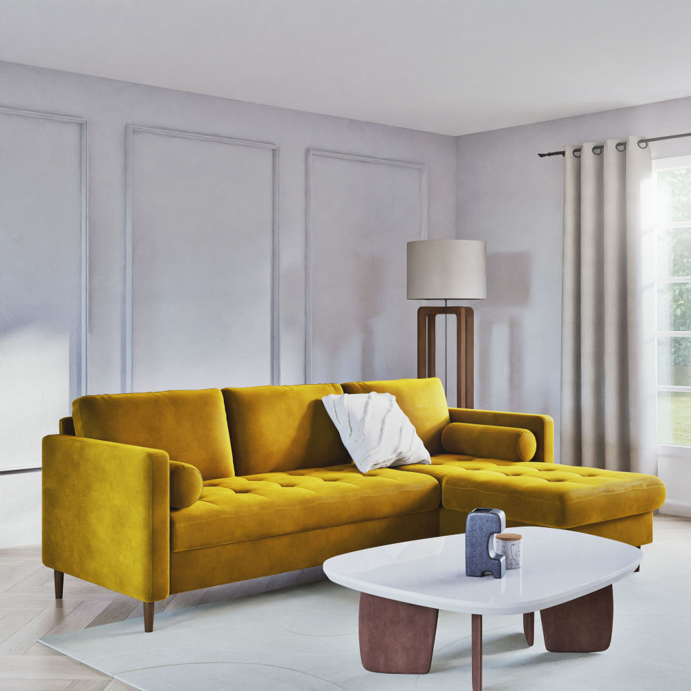 Table basse Lausanne blanche pieds en bois d'acacia L114