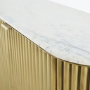 Buffet Louxor 3 portes en métal ondulé coloris laiton et marbre blanc L185