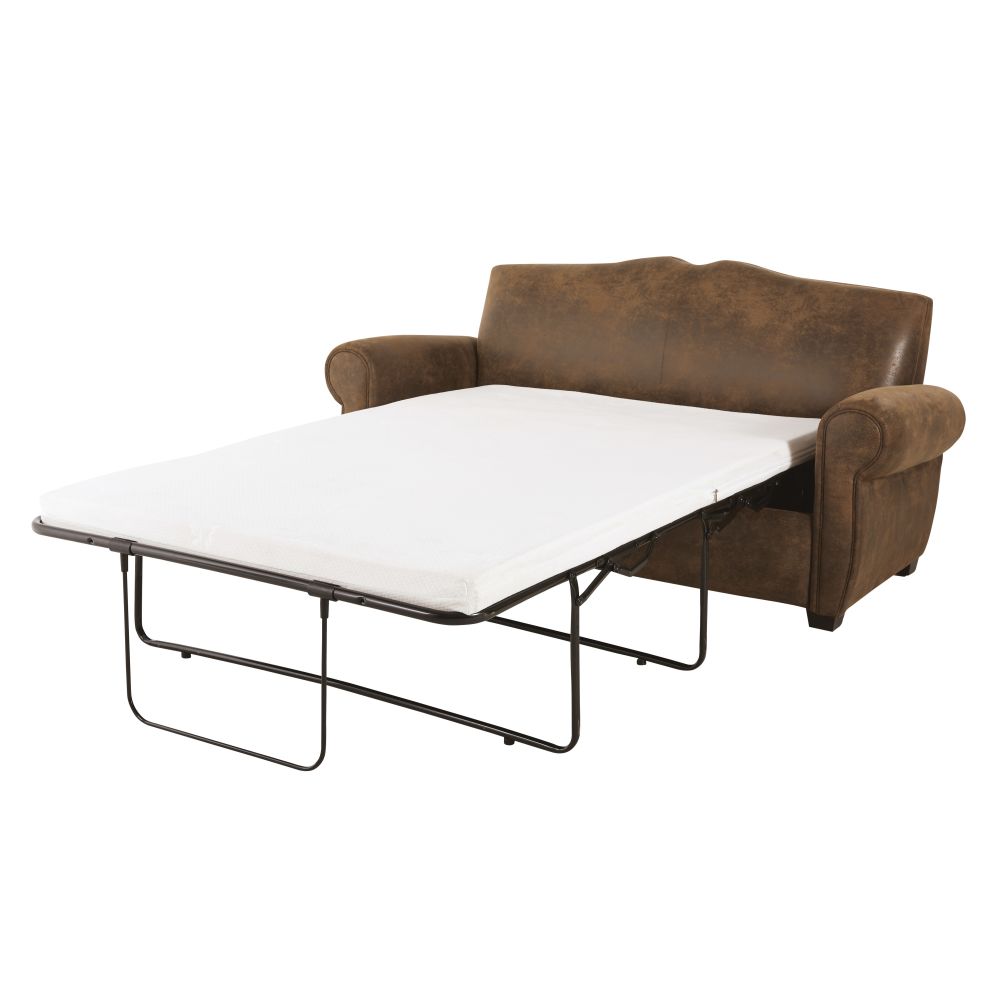 Canapé-lit Moustache 2 places en suédine marron