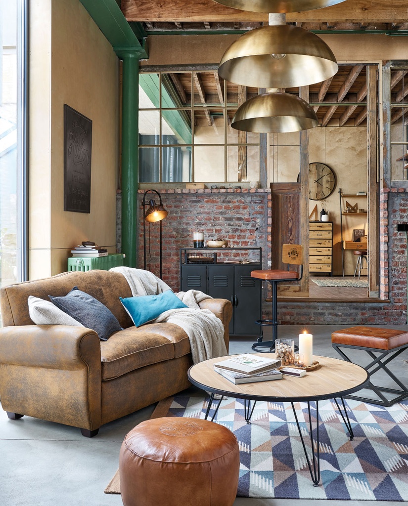 Canapé-lit Moustache 2 places en suédine marron