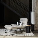 Fauteuil Moon et repose-pieds bouclettes grises