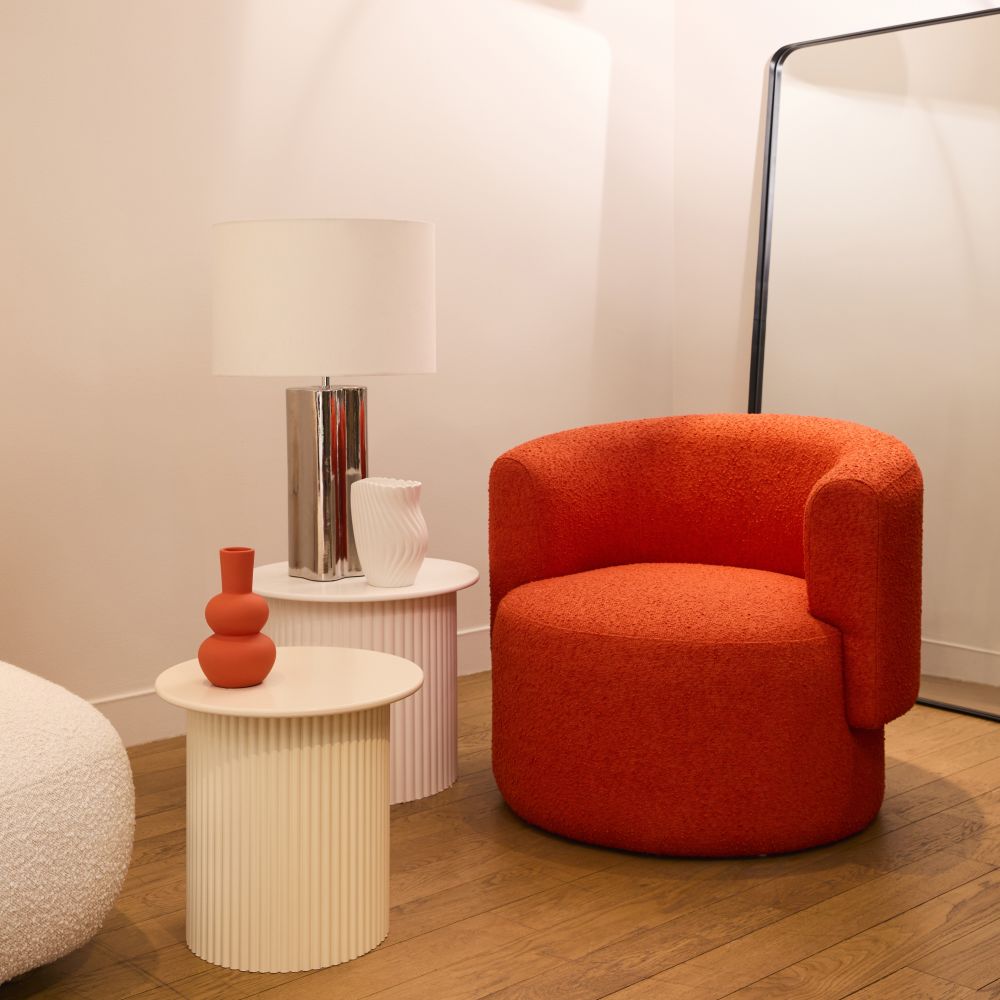 Set de 2 Bouts de canapé Romeo effet blanc et beige