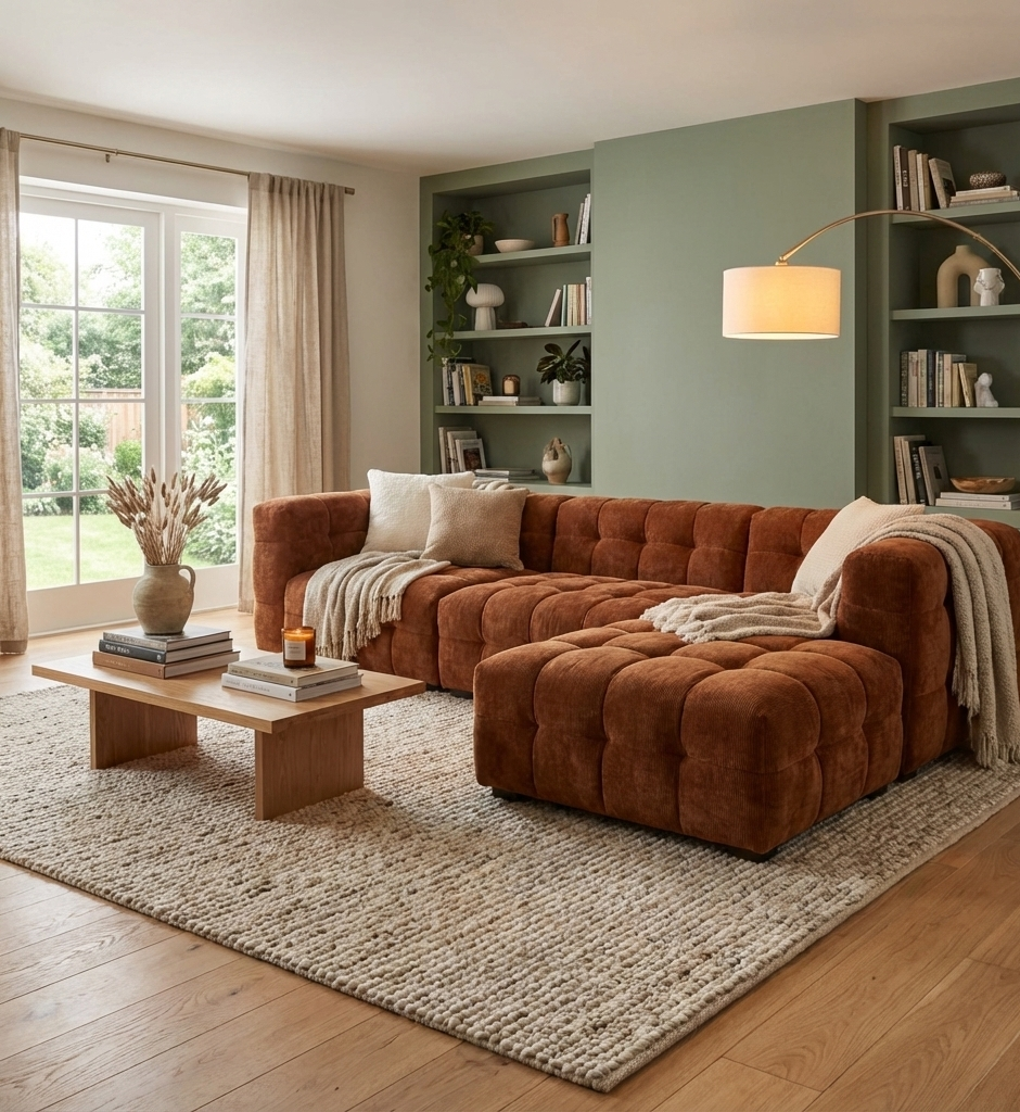 Canapé Lilo nuage d'angle gauche 4/5 places effet velours coloris bronze