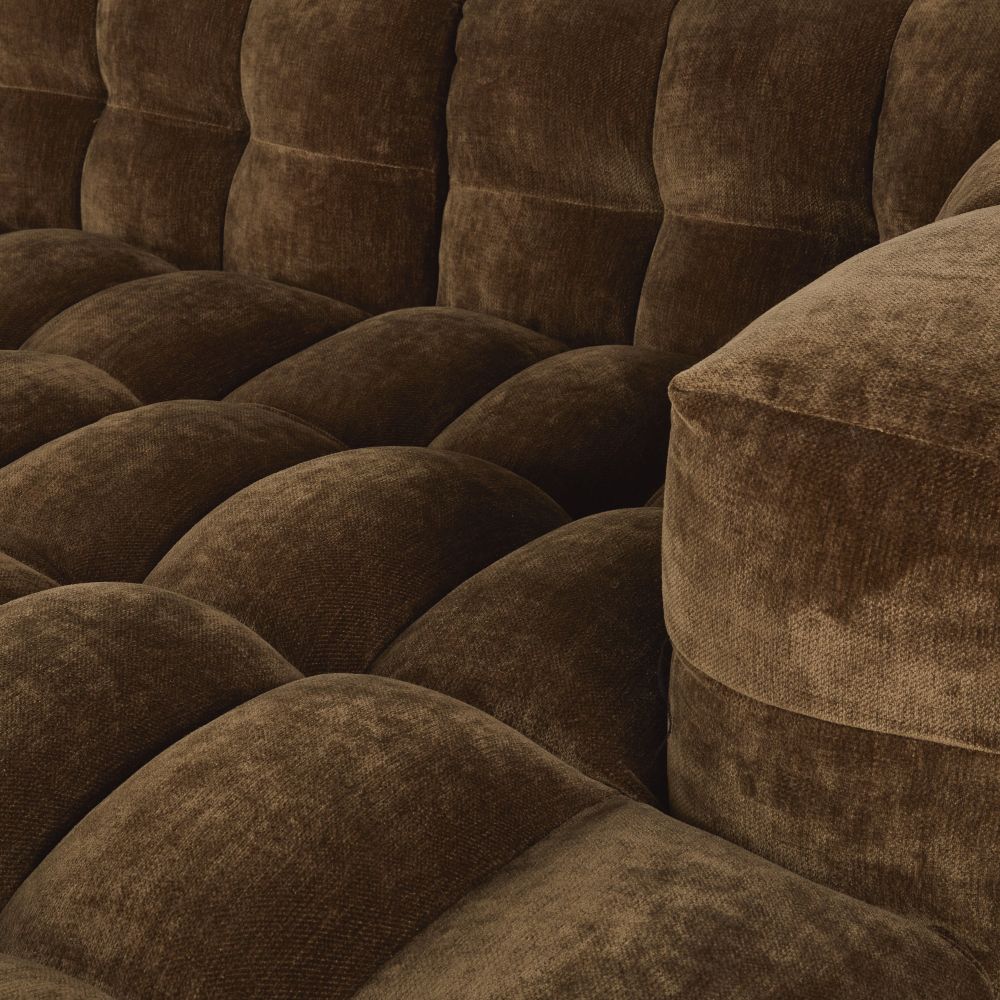 Canapé Lilo nuage d'angle gauche 4/5 places effet velours vert kaki