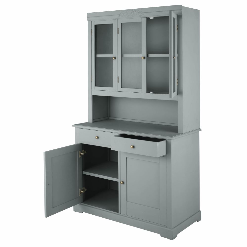 Vaisselier Aimée 5 portes 2 tiroirs vert de gris L104