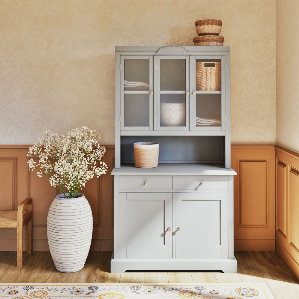 Vaisselier Aimée 5 portes 2 tiroirs vert de gris L104