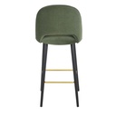 Chaise de bar Isys en velours vert pieds en bois de frêne massif H82
