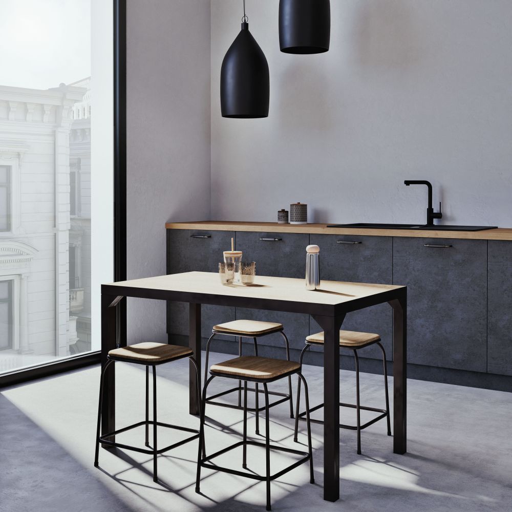 Lot de 4 tabourets chuck en bois de sapin massif et métal