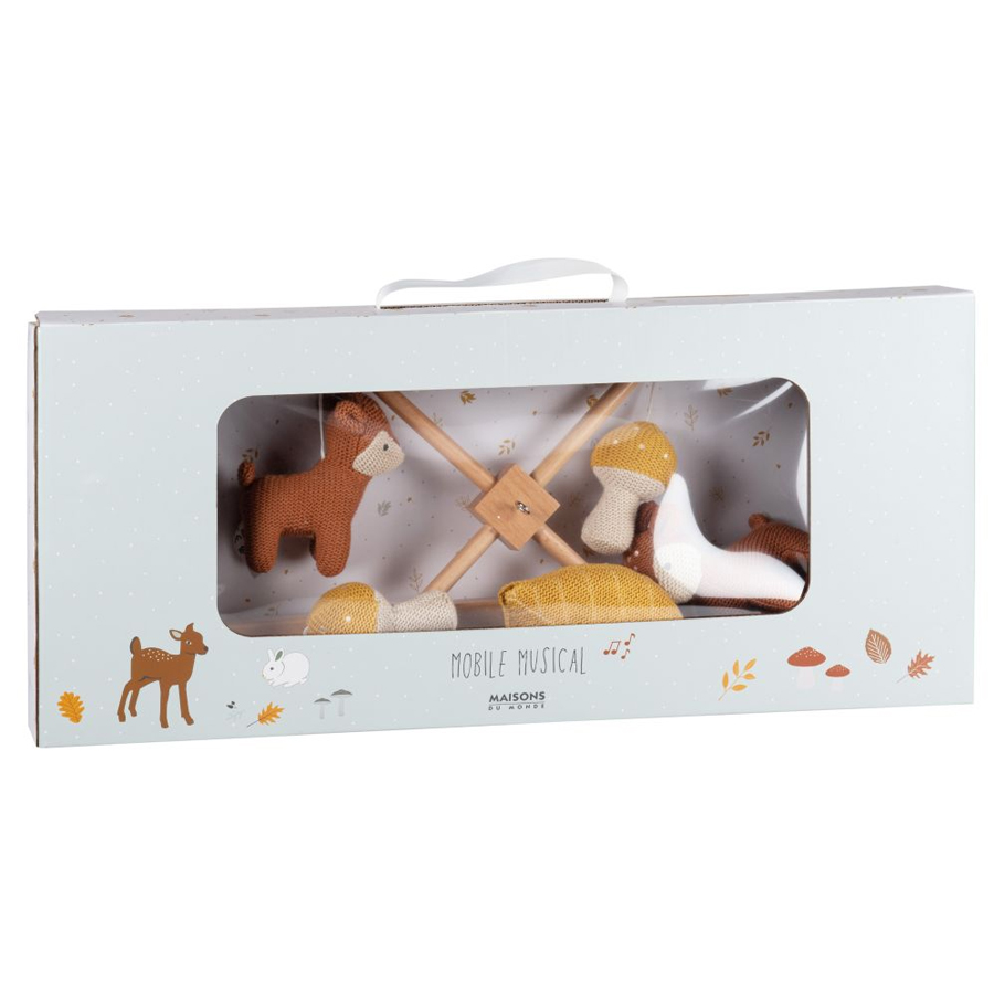 Accessoire pour chambre d’enfant, mobile bébé Mimizan avec figurines en coton tricoté, vue à Dakar, Sénégal