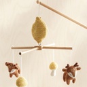 MIMIZAN - Mobile musical bébé cerf et champignons en coton tricoté multicolore