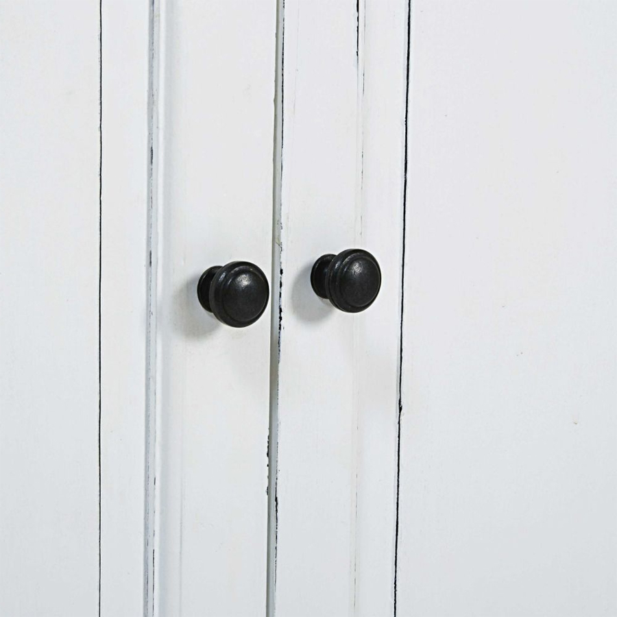 FLAUBERT - Vaisselier vitré 8 portes en pin recyclé blanc patiné