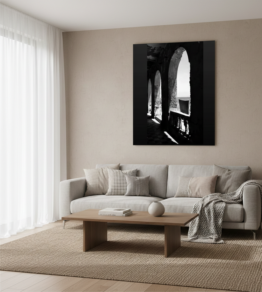 Tableau noir et blanc les arcades sans cadre 40x60