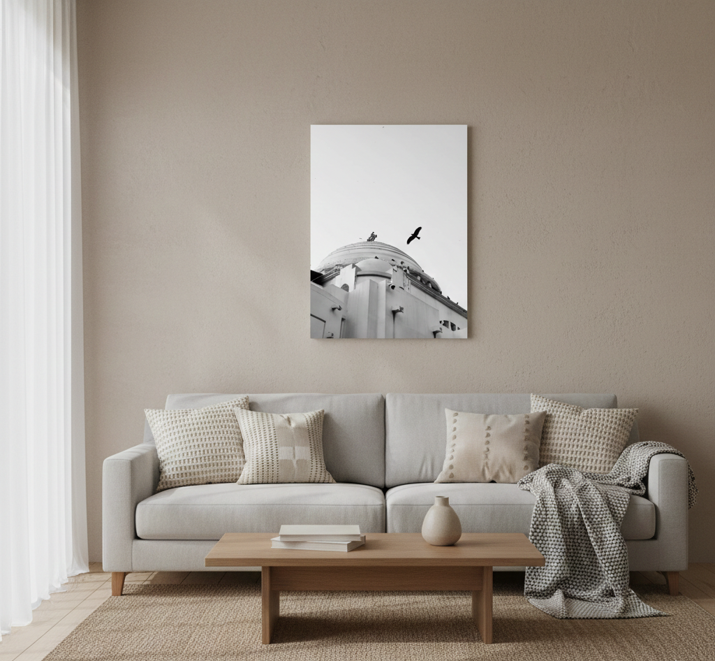 Tableau noir et blanc la cathédrale sans cadre 42x30