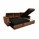 Canapé d'angle convertible en velours Montréal 3/4 places avec coffre