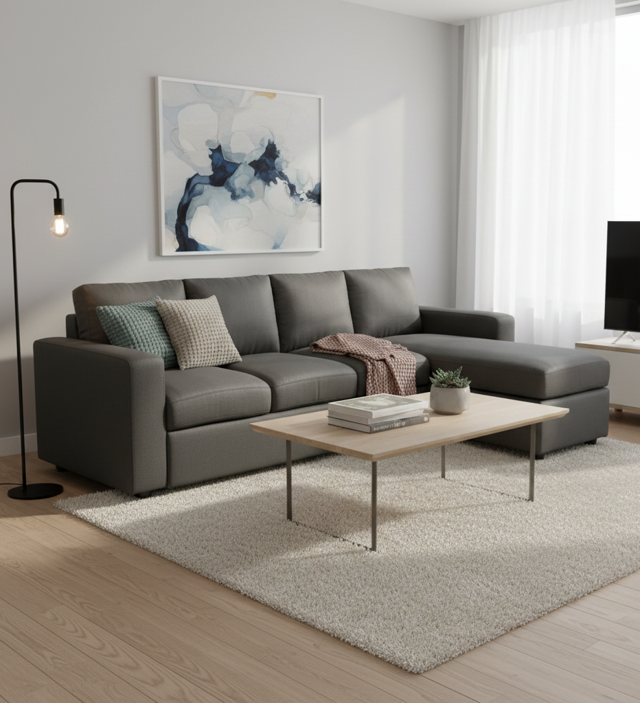 Canapé d'angle Jules 3 places en velours gris