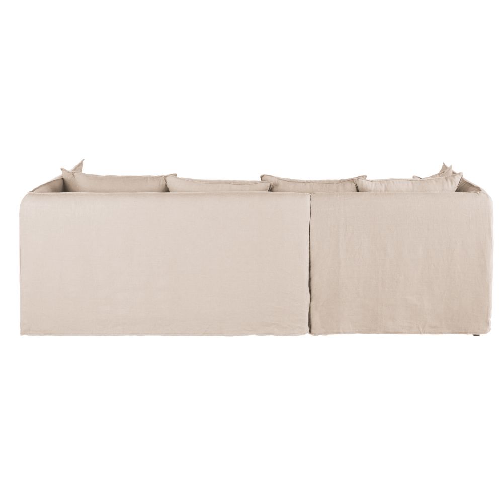 Canapé d'angle droit Louvain 4/5 places en lin froissé beige