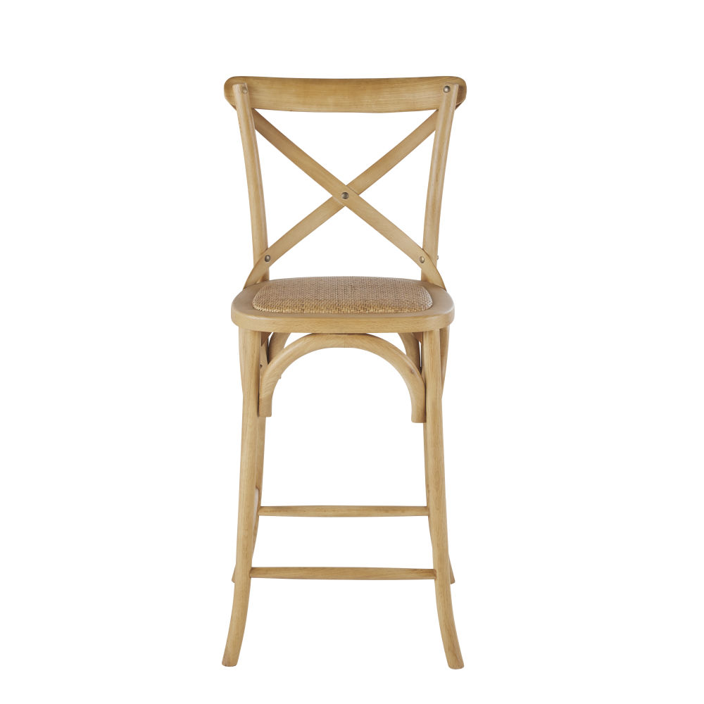 Chaise de bar TRADITION en bois de frêne et rotin pour décoration intérieure à Dakar, Sénégal