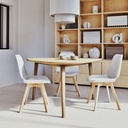 Chaise Ice style scandinave blanc éclatant et hévéa